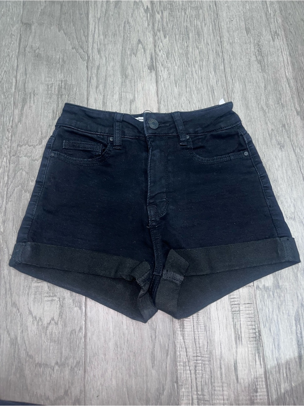 High-Rise Black Jean Shorts
